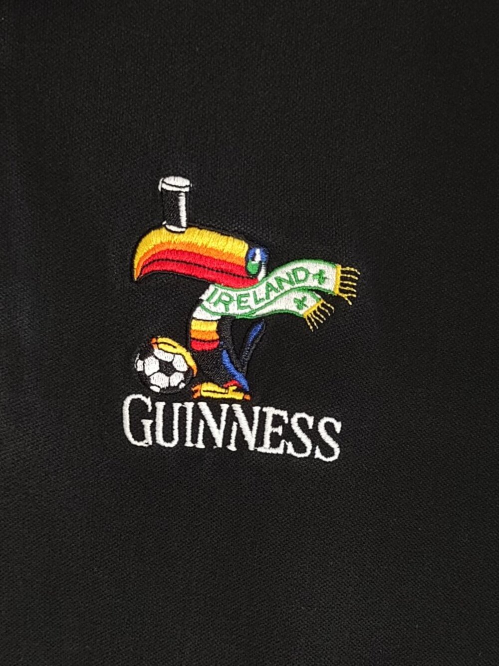 Guinness Ireland Toucan Polo Shirt Men's Large Black w/ Stripes Soccer Football - Picture 3 of 12